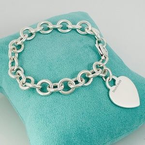 7.5" Tiffany & Co Heart Tag Charm Bracelet Blank in Sterling Silver